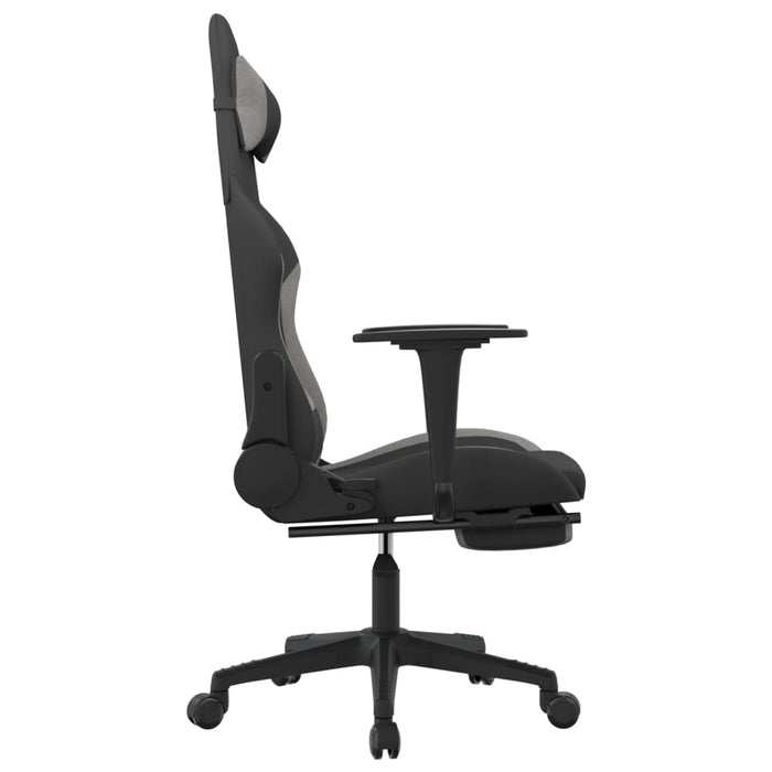Scaun de gaming cu suport picioare, negru/gri deschis, textil - WALTI WALTI