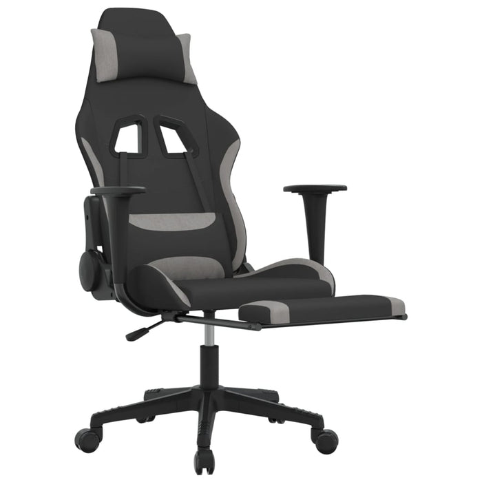 Scaun de gaming cu suport picioare, negru/gri deschis, textil - WALTI WALTI