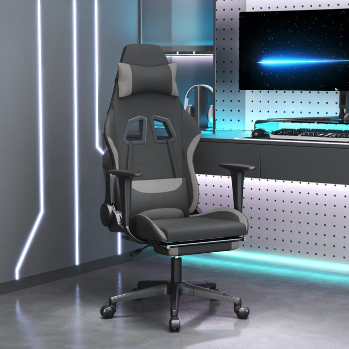 Scaun de gaming cu suport picioare, negru/gri deschis, textil - WALTI WALTI