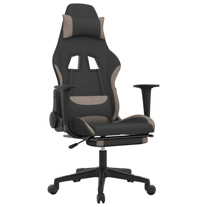 Scaun de gaming cu taburet, negru și gri taupe, textil - WALTI WALTI