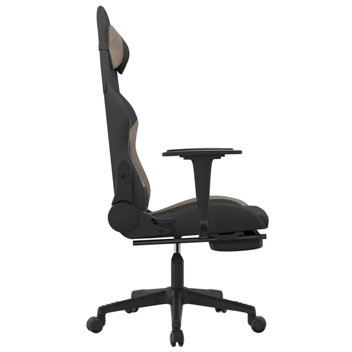 Scaun de gaming cu taburet, negru și gri taupe, textil - WALTI WALTI