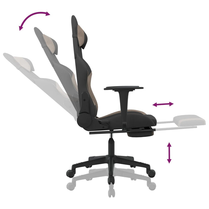 Scaun de gaming cu taburet, negru și gri taupe, textil - WALTI WALTI
