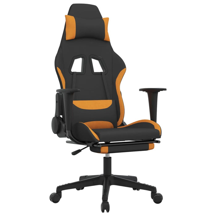 Scaun de gaming cu suport picioare, negru și oranj, textil - WALTI WALTI