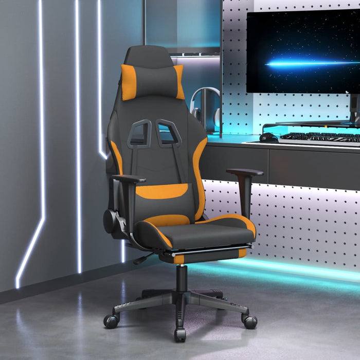 Scaun de gaming cu suport picioare, negru și oranj, textil - WALTI WALTI