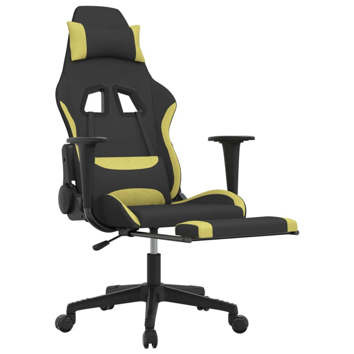 Scaun de gaming cu suport picioare, negru/verde deschis, textil - WALTI WALTI