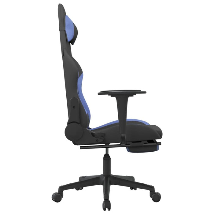 Scaun de gaming cu suport picioare, negru și albastru, textil - WALTI WALTI