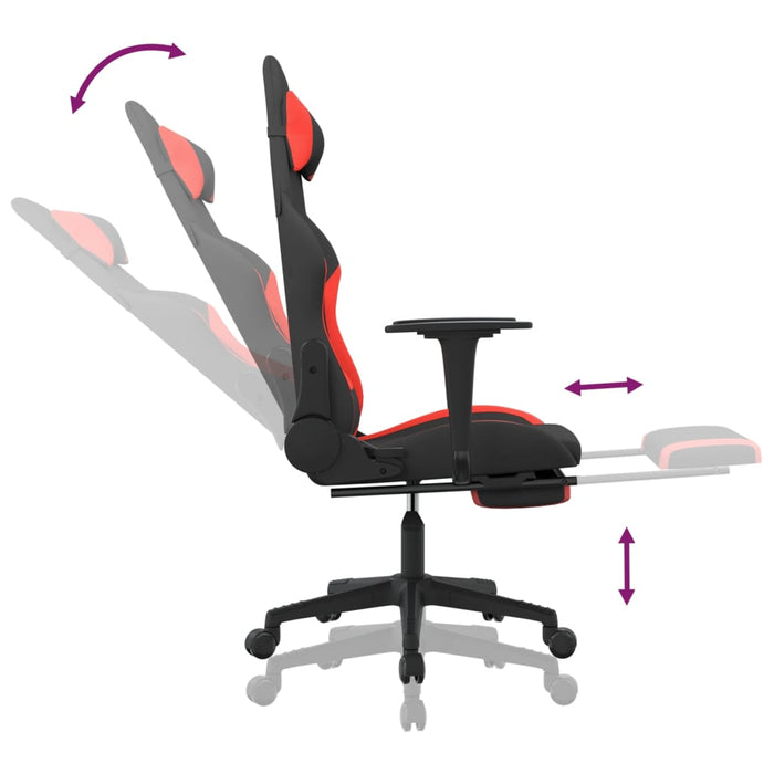 Scaun de gaming cu suport picioare, negru și roșu, textil - WALTI WALTI