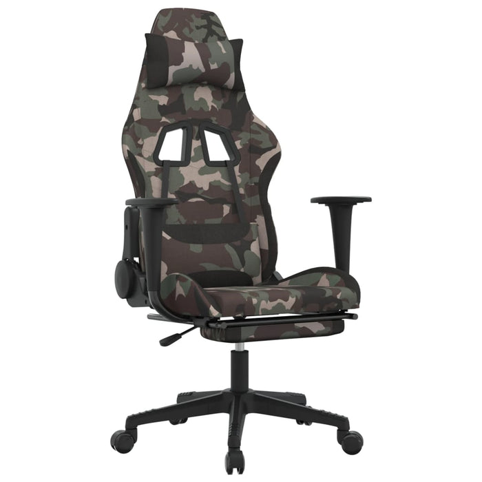 Scaun de gaming cu suport picioare, camuflaj și negru, textil WALTI