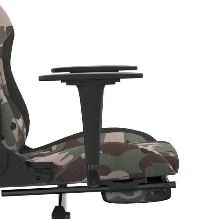 Scaun de gaming cu suport picioare, camuflaj și negru, textil WALTI