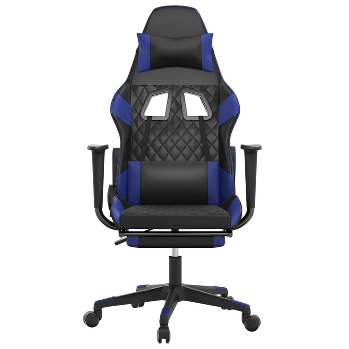 Scaun de gaming cu suport picioare, negru/albastru, piele eco - WALTI WALTI
