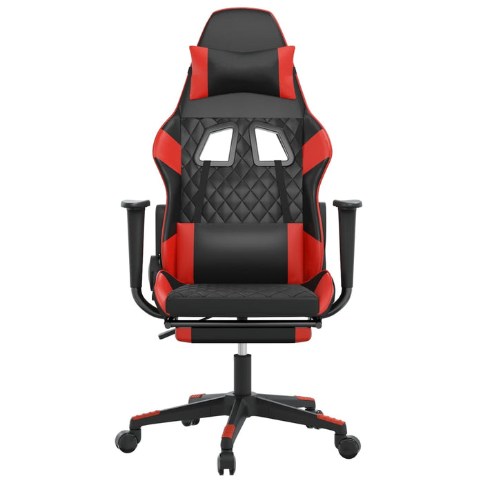 Scaun de gaming cu suport picioare, negru/roșu, piele ecologică - WALTI WALTI