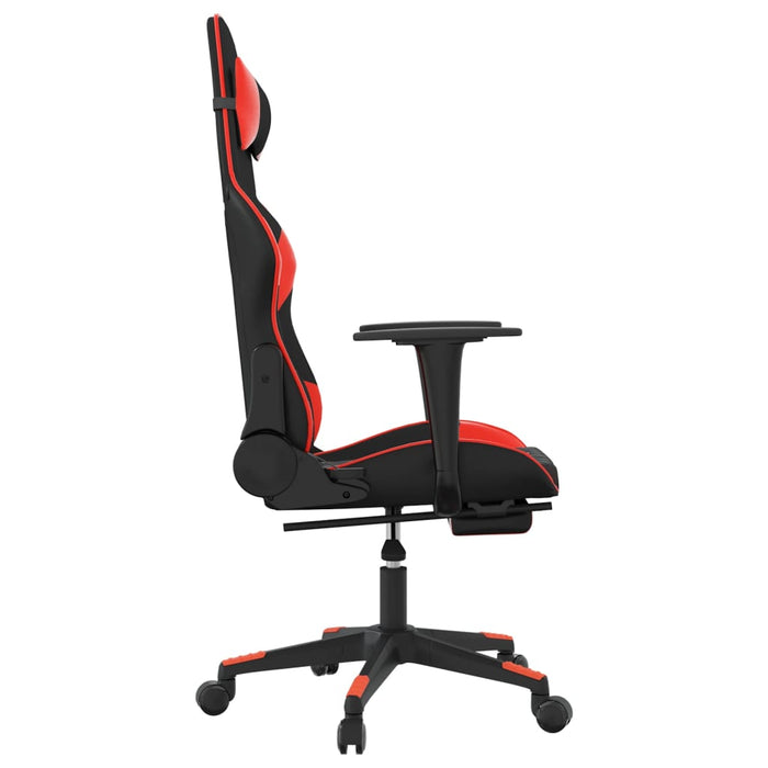 Scaun de gaming cu suport picioare, negru/roșu, piele ecologică - WALTI WALTI