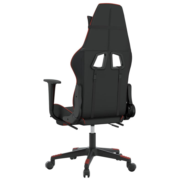 Scaun de gaming cu suport picioare, negru/roșu, piele ecologică - WALTI WALTI