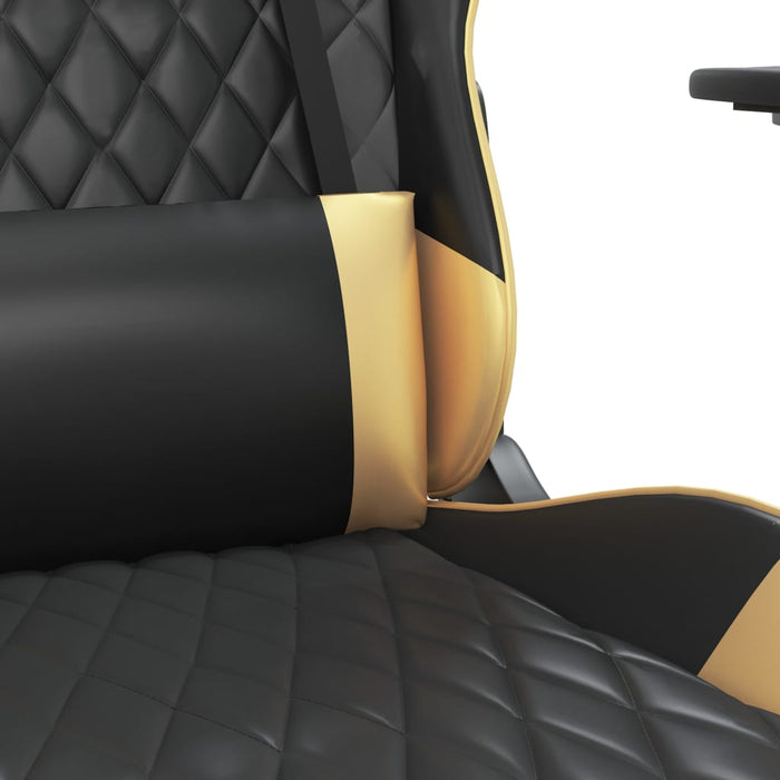 Scaun de gaming cu suport picioare negru/auriu, piele ecologică - WALTI WALTI
