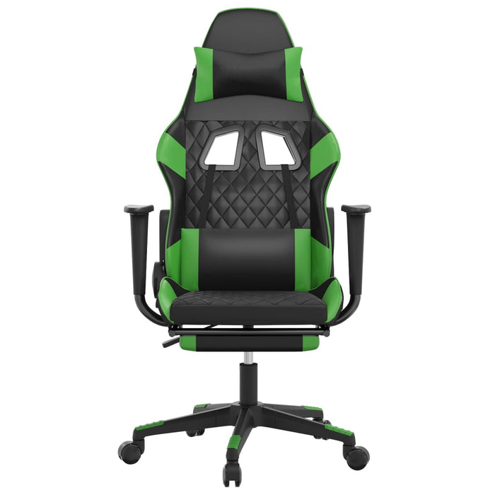 Scaun de gaming cu suport picioare negru/verde, piele ecologică - WALTI WALTI