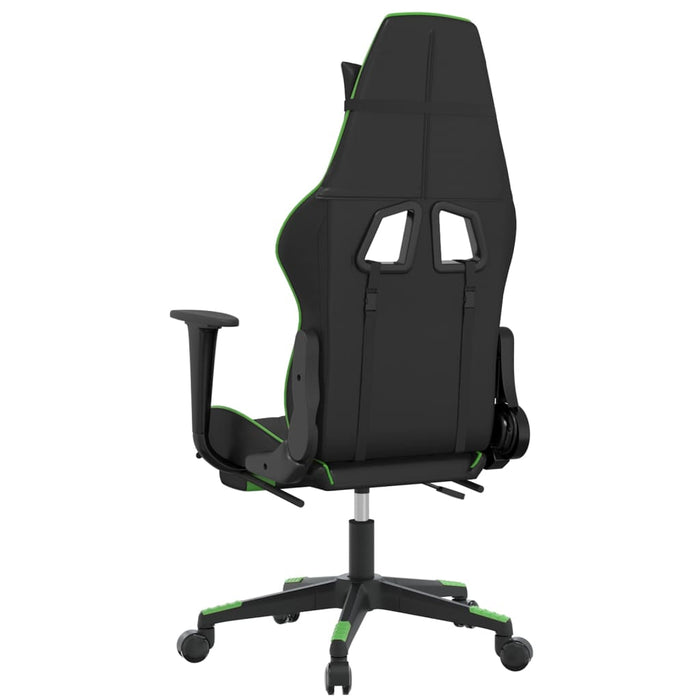 Scaun de gaming cu suport picioare negru/verde, piele ecologică - WALTI WALTI