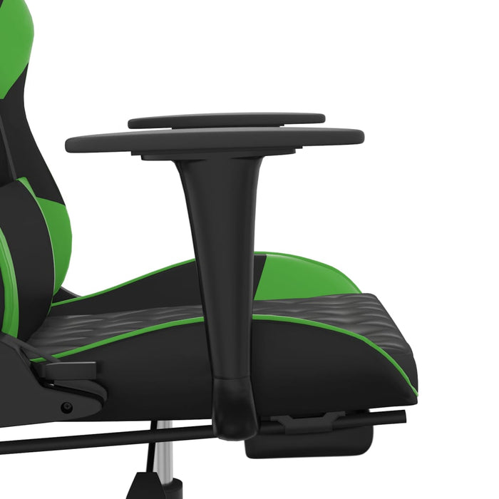 Scaun de gaming cu suport picioare negru/verde, piele ecologică - WALTI WALTI