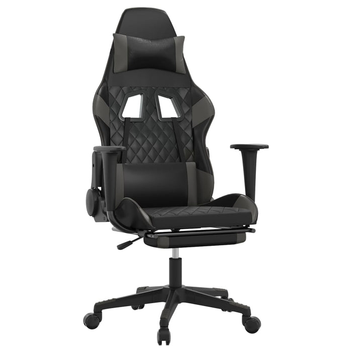 Scaun de gaming cu suport picioare, negru/gri, piele ecologică - WALTI WALTI
