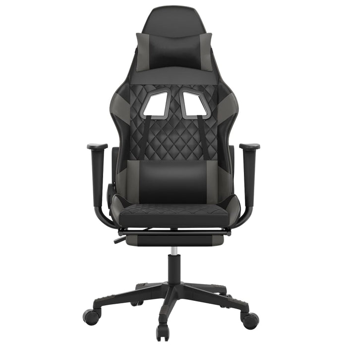 Scaun de gaming cu suport picioare, negru/gri, piele ecologică - WALTI WALTI