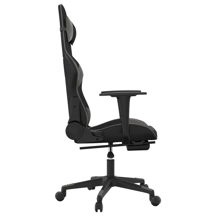 Scaun de gaming cu suport picioare, negru/gri, piele ecologică - WALTI WALTI