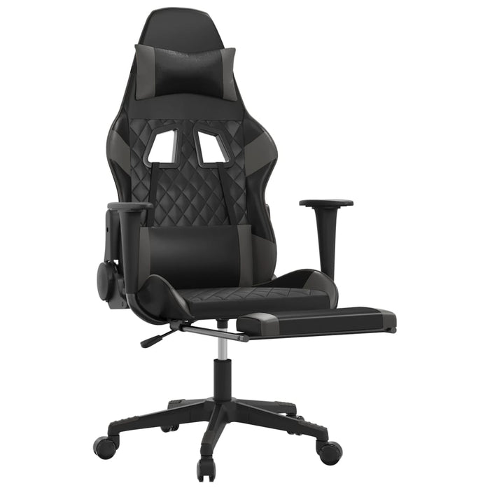 Scaun de gaming cu suport picioare, negru/gri, piele ecologică - WALTI WALTI