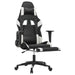 Scaun de gaming cu suport picioare, negru/alb, piele ecologică - WALTI WALTI