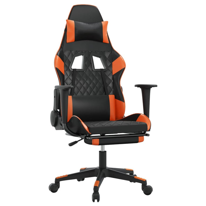 Scaun de gaming cu suport picioare, negru/oranj, piele eco - WALTI WALTI