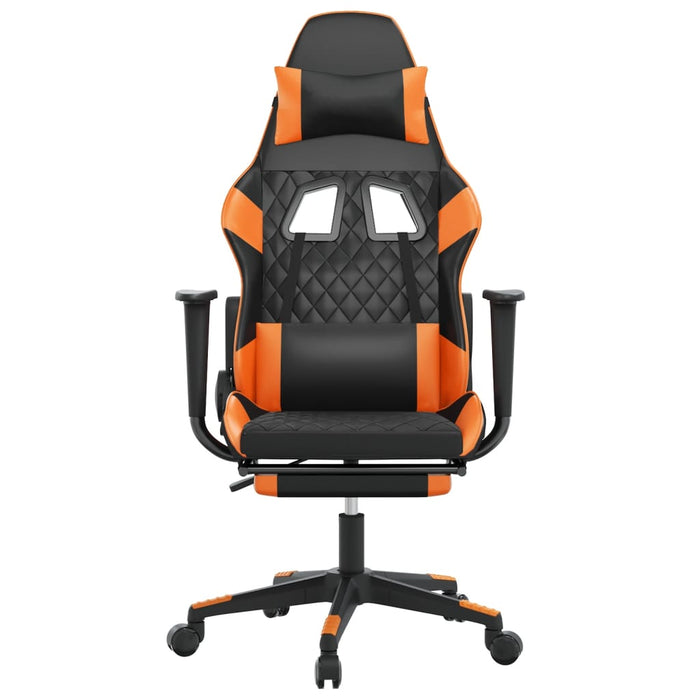 Scaun de gaming cu suport picioare, negru/oranj, piele eco - WALTI WALTI