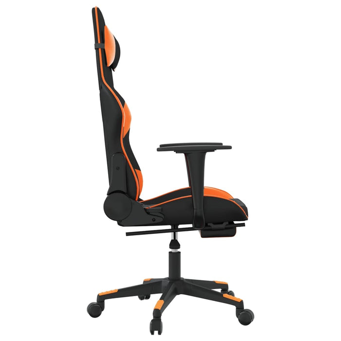 Scaun de gaming cu suport picioare, negru/oranj, piele eco - WALTI WALTI