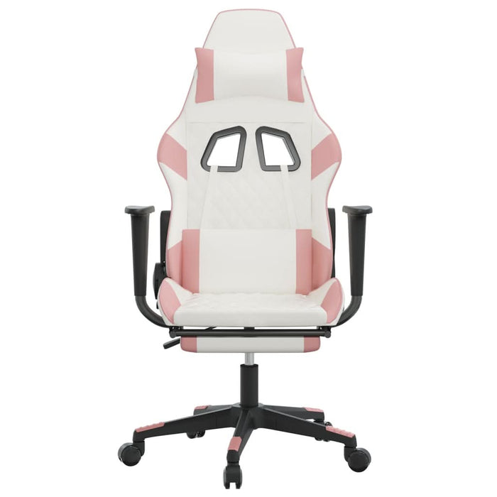 Scaun de gaming cu suport picioare, alb/roz, piele ecologică - WALTI WALTI