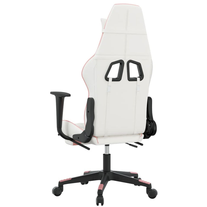 Scaun de gaming cu suport picioare, alb/roz, piele ecologică - WALTI WALTI