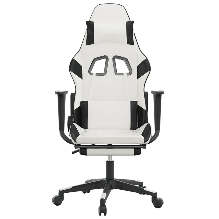 Scaun de gaming cu suport picioare, alb/negru, piele ecologică - WALTI WALTI
