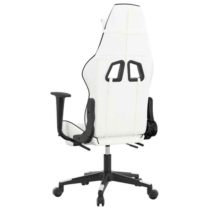 Scaun de gaming cu suport picioare, alb/negru, piele ecologică - WALTI WALTI