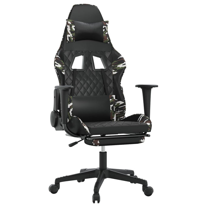 Scaun de gaming cu suport picioare, negru/camuflaj, piele eco - WALTI WALTI