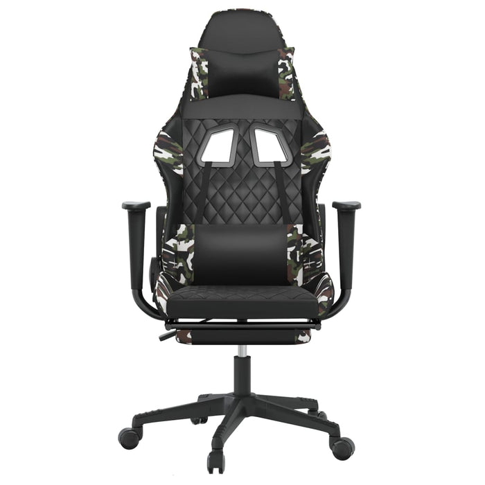 Scaun de gaming cu suport picioare, negru/camuflaj, piele eco - WALTI WALTI