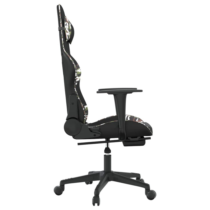 Scaun de gaming cu suport picioare, negru/camuflaj, piele eco - WALTI WALTI