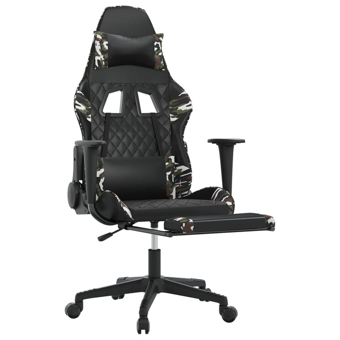 Scaun de gaming cu suport picioare, negru/camuflaj, piele eco - WALTI WALTI