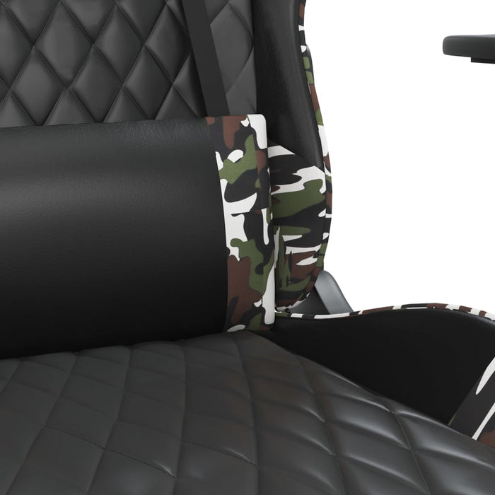 Scaun de gaming cu suport picioare, negru/camuflaj, piele eco - WALTI WALTI