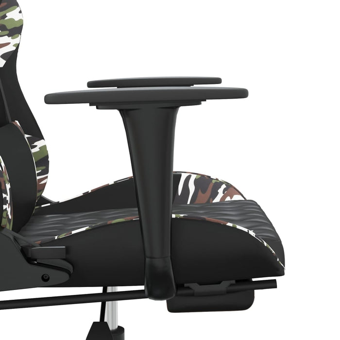 Scaun de gaming cu suport picioare, negru/camuflaj, piele eco - WALTI WALTI