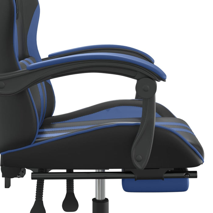 Scaun de gaming cu suport picioare, negru/albastru, piele eco WALTI