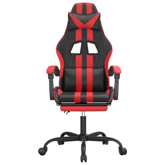 Scaun de gaming cu suport picioare, negru/roșu, piele ecologică - WALTI WALTI