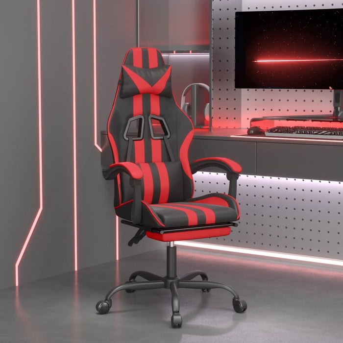 Scaun de gaming cu suport picioare, negru/roșu, piele ecologică - WALTI WALTI