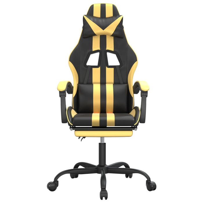 Scaun de gaming cu suport picioare negru/auriu, piele ecologică - WALTI WALTI