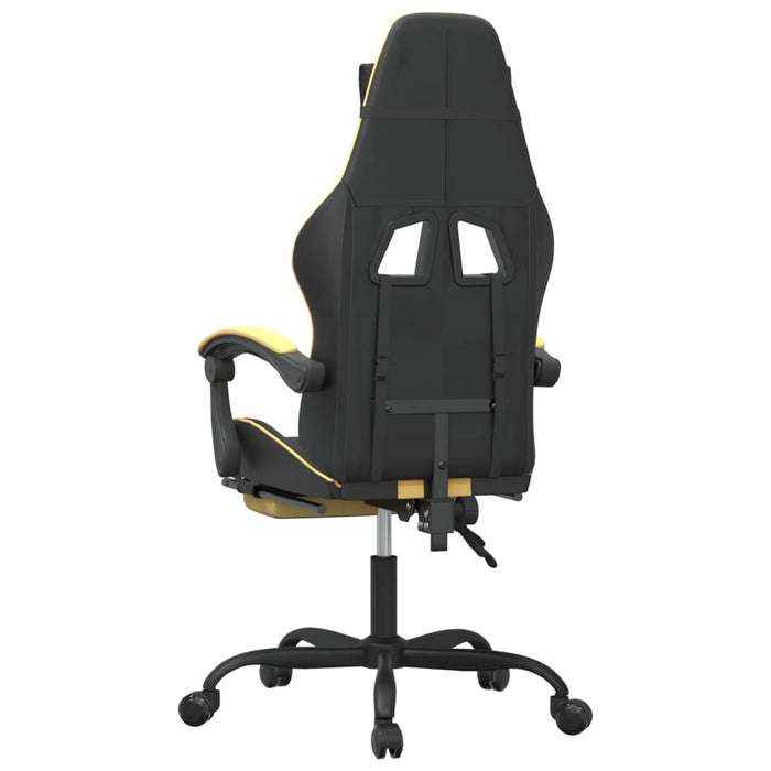 Scaun de gaming cu suport picioare negru/auriu, piele ecologică - WALTI WALTI