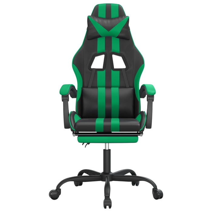 Scaun de gaming cu suport picioare negru/verde, piele ecologică - WALTI WALTI