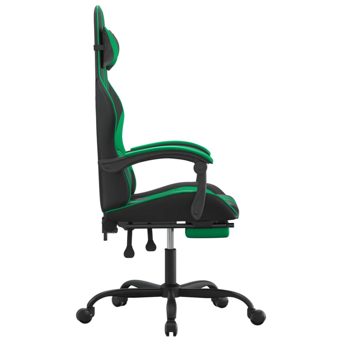 Scaun de gaming cu suport picioare negru/verde, piele ecologică - WALTI WALTI