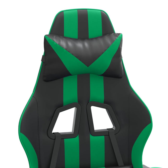 Scaun de gaming cu suport picioare negru/verde, piele ecologică - WALTI WALTI