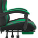 Scaun de gaming cu suport picioare negru/verde, piele ecologică - WALTI WALTI