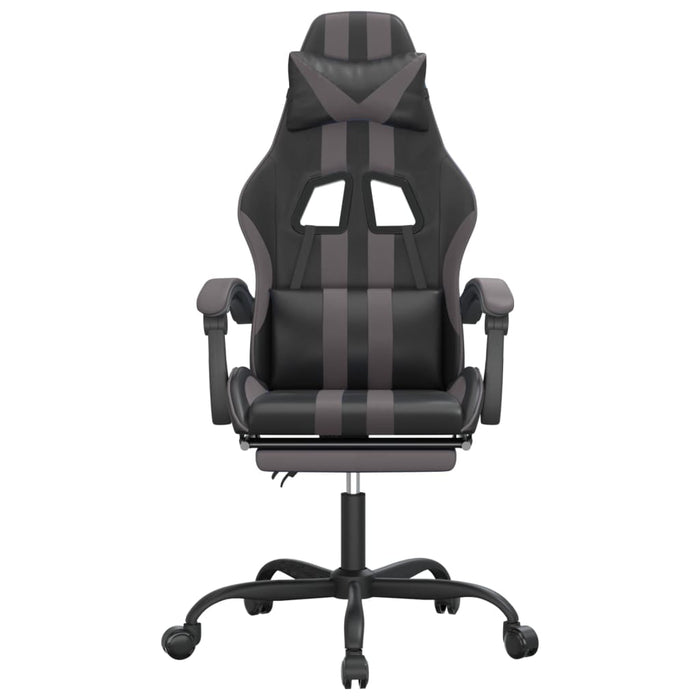 Scaun de gaming cu suport picioare, negru/gri, piele ecologică - WALTI WALTI