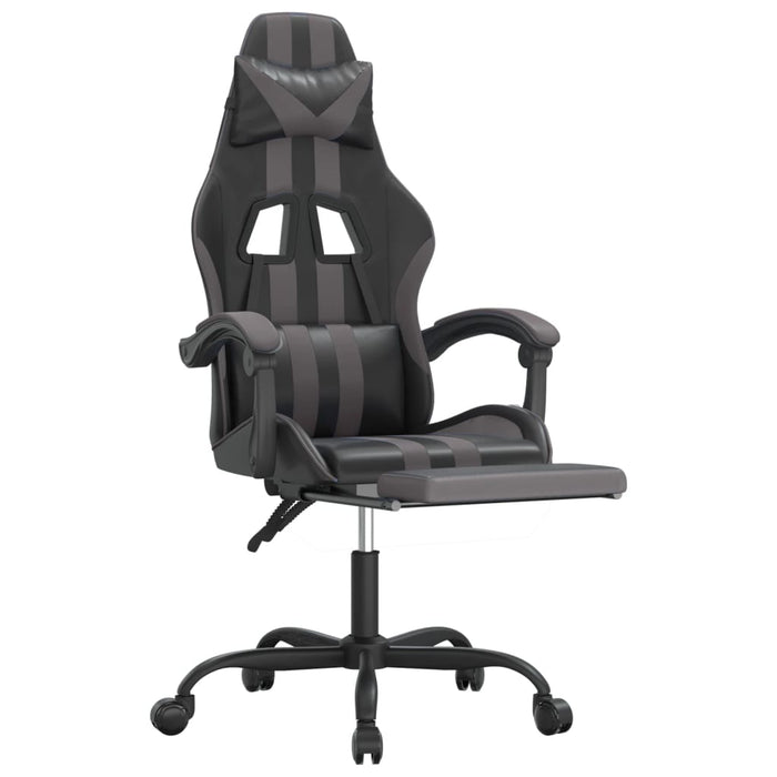 Scaun de gaming cu suport picioare, negru/gri, piele ecologică - WALTI WALTI